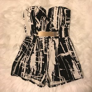 Black and White Printed Romper